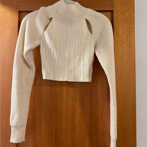 Kourt Cropped Ivory Women’s Sweater with Cutouts